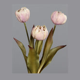 Fáradt rózsaszín színvilágú, vintage stílusú, 3 szálból álló tulipán csokor művirág.